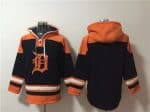 Detroit Tigers Blank Black Orange Lace-Up Pullover Hoodie