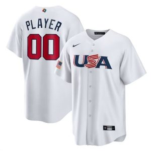 USA Custom White World Classic Stitched Jersey
