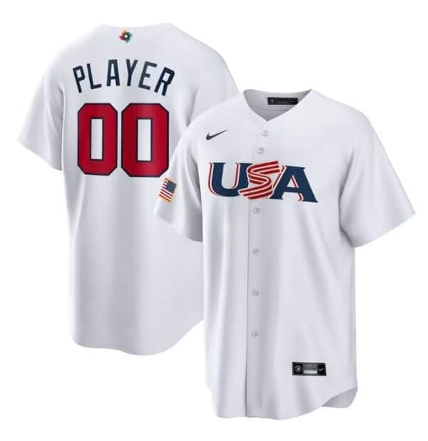 USA Custom White World Classic Stitched Jersey
