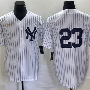 New York Yankees #23 Don Mattingly White Cool Base Stitched Jersey
