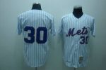 Mitchell And Ness Mets #30 Nolan Ryan Stitched White Blue Strip Throwback Jersey