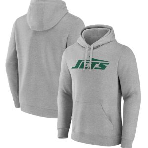 New York Jets Heather Gray Primary Logo Pullover Hoodie