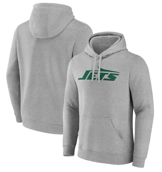 New York Jets Heather Gray Primary Logo Pullover Hoodie
