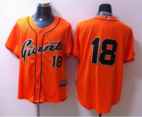 Giants #18 Matt Cain Orange Stitched Jersey