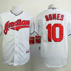 Indians #10 Yan Gomes White Cool Base Stitched Jersey