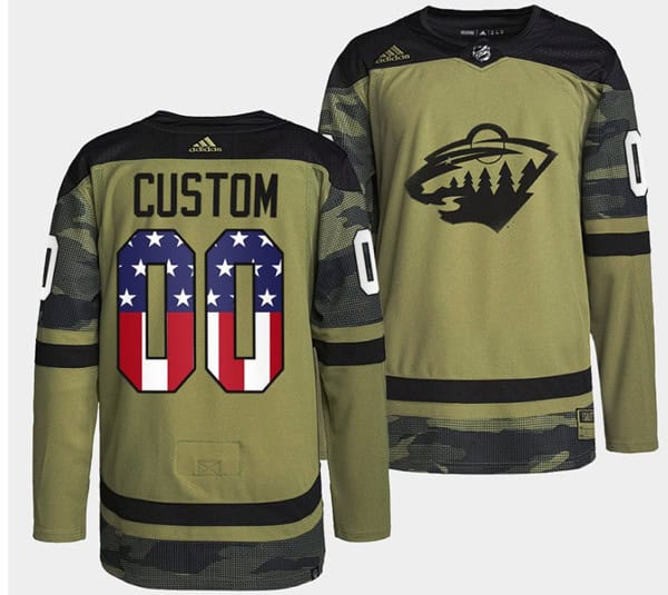 Minnesota Wild Military Appreciation Night Camo Custom Name Number Size Stitched Jersey