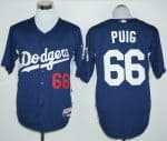 Dodgers #66 Yasiel Puig Navy Blue Cooperstown Stitched Jersey