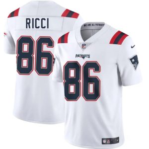 New England Patriots #86 Giovanni Ricci White 2025 Vapor Limited Stitched Jersey