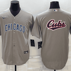 Chicago Cubs Gray Team Big Logo Cool Base Stitched Jersey