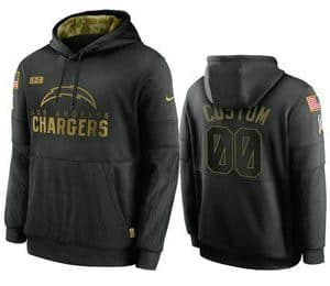 Los Angeles Chargers Customized 2020 Black Salute To Service Sideline Performance Pullover Hoodie