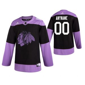 Chicago Blackhawks Adidas Black Hockey Fights Cancer Custom Practice NHL Stitched Jersey