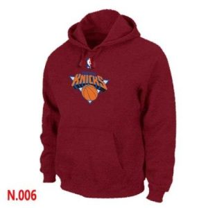 Mens New York Knicks Red Pullover Hoodie