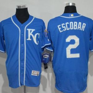 Royals #2 Alcides Escobar Royal Blue Flexbase Authentic Collection Stitched Jersey