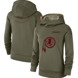 Washington Redskins Olive Salute To Service Team Logo Performance Pullover NFL Hoodie