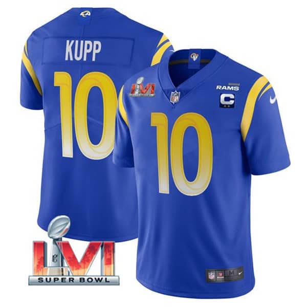 Los Angeles Rams #10 Cooper Kupp 2022 Royal With C Patch Super Bowl LVI Vapor Limited Jersey