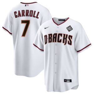 Arizona Diamondbacks #7 Corbin Carroll White 2023 World Series Cool Base Stitched Jersey