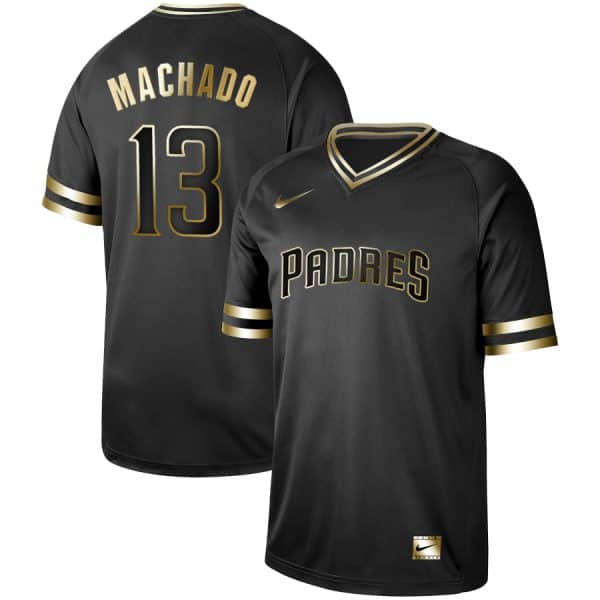 San Diego Padres #13 Manny Machado Black Gold Stitched Jersey
