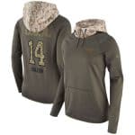 Cincinnati Bengals #14 Andy Dalton Olive Salute To Service Sideline Therma Pullover Hoodie
