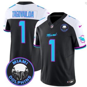 Miami Dolphins #1 Tua Tagovailoa Black F.U.S.E. 'Miami Vice' Vapor Limited Stitched Jersey