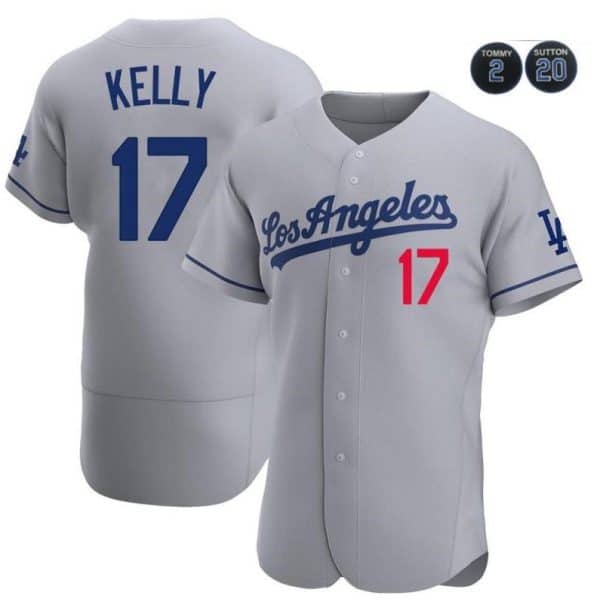 Los Angeles Dodgers Grey #17 Joe Kelly #2 #20 Patch Flex Base Stitched Jersey