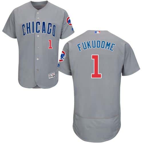 Cubs #1 Kosuke Fukudome Grey Flexbase Authentic Collection Road Stitched Jersey