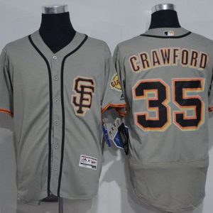 Giants #35 Brandon Crawford Grey Flexbase Authentic Collection Road 2 Stitched Jerseys