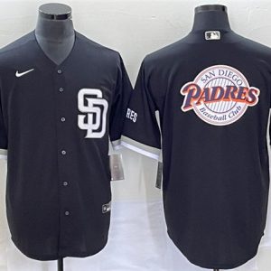 San Diego Padres Black Team Big Logo Cool Base Stitched Jersey