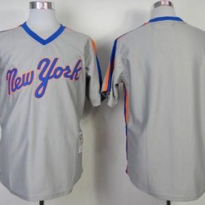 Mitchell And Ness Mets Blank Grey Throwback Stitched Jersey