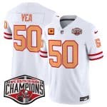 Tampa Bay Buccaneers #50 Vita Vea White 2024 F.U.S.E. NFC South Division Champions With 3-Star C Patch Limited Stitched Jersey