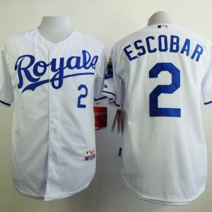 Royals #2 Alcides Escobar White Cool Base Stitched Jersey