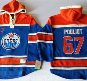 Oilers #67 Benoit Pouliot Light Blue Sawyer Hooded Sweatshirt Stitched Jersey