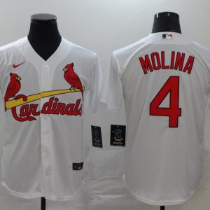 St. Louis Cardinals #4 Yadier Molina White Cool Base Stitched Jersey