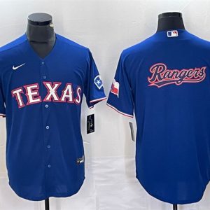 Texas Rangers Royal Team Big Logo With Patch Cool Base Stitched Jersey