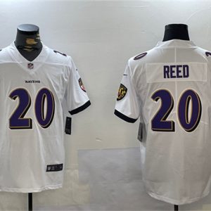 Baltimore Ravens #20 Ed Reed White Vapor Limited Jersey