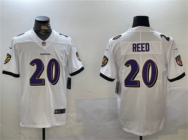 Baltimore Ravens #20 Ed Reed White Vapor Limited Jersey