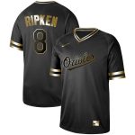 Baltimore Orioles #8 Cal Ripken Jr Black Gold Stitched Jersey