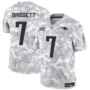 New England Patriots #7 Jacoby Brissett 2024 F.U.S.E. Arctic Camo Salute To Service Limited Stitched Jersey