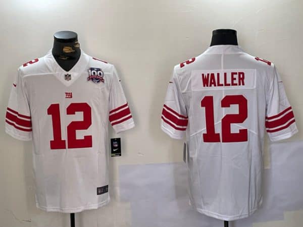 New York Giants #12 Darren Waller White With 100TH Season Patch Vapor Untouchable Limited Stitched Jersey