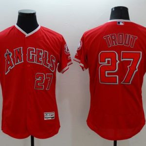 Angels Of Anaheim #27 Mike Trout Red Flexbase Authentic Collection Stitched Jersey