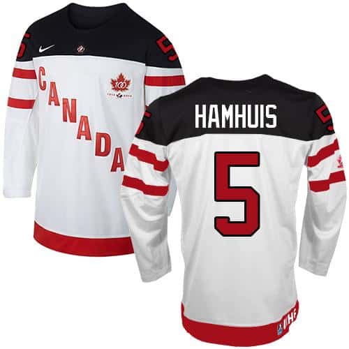 Olympic CA. #5 Dan Hamhuis White 100th Anniversary Stitched Jersey