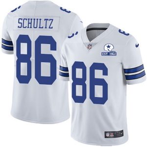 Dallas Cowboys #86 Dalton Schultz White With Est 1960 Patch Limited Stitched Jersey