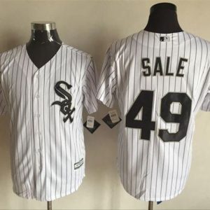 White Sox #49 Chris Sale White(Black Strip) New Cool Base Stitched Jersey