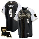New Orleans Saints #4 Derek Carr Black White 1987 Legacy Cool Base Stitched Jersey