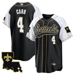New Orleans Saints #4 Derek Carr Black White 1987 Legacy Cool Base Stitched Jersey