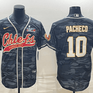 Kansas City Chiefs #10 Isiah Pacheco Grey Camo With Super Bowl LVII Patch Cool Base Stitched Baseball Jersey
