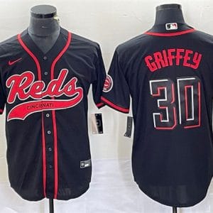 Cincinnati Reds #30 Ken Griffey Jr. Black 2023 City Connect Cool Base Stitched Jersey