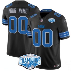 Detroit Lions Custom Black 2024 NFC North Champions F.U.S.E. Vapor Limited Stitched Jersey