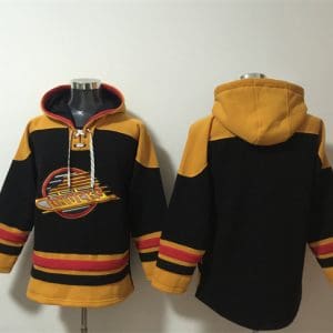 Vancouver Canucks Blank Black Ageless Must-Have Lace-Up Pullover Hoodie
