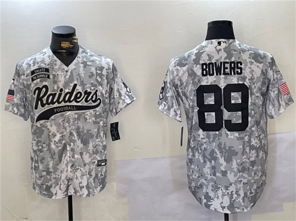 Las Vegas Raiders #89 Brock Bowers 2024 Arctic Camo Salute To Service Stitched Jersey