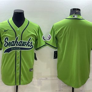 Seattle Seahawks Blank Green With Patch Cool Base Stitched Baseball Jersey